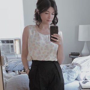 Vintage Silk Pastel Dots Tank, XS to S